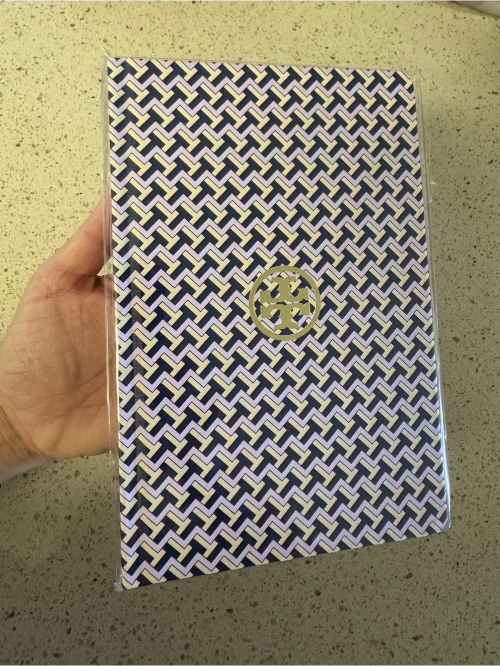 Tory Burch T-Zag Jewel Blue Notebook and Pencil Set